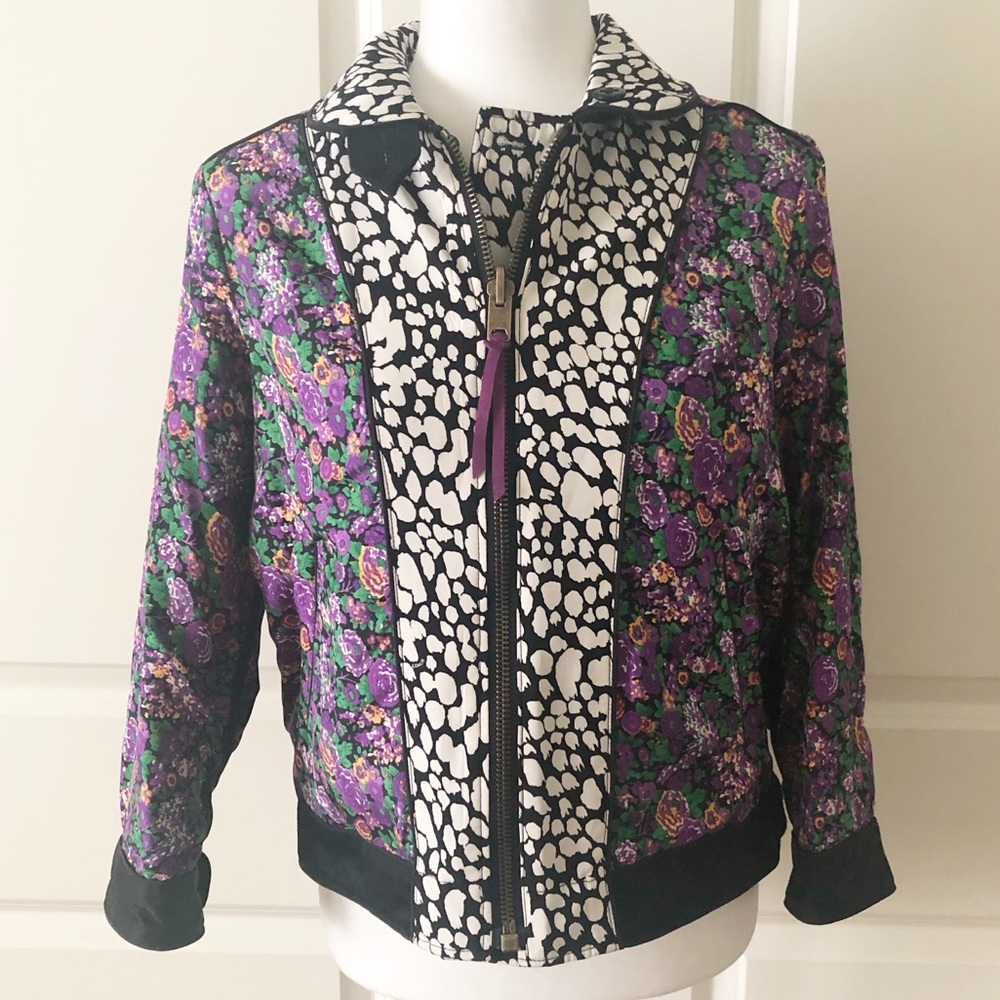 Coach 1941 Reversible Military Floral Silk Blouson Jacket Size Small - Picture 3 of 10